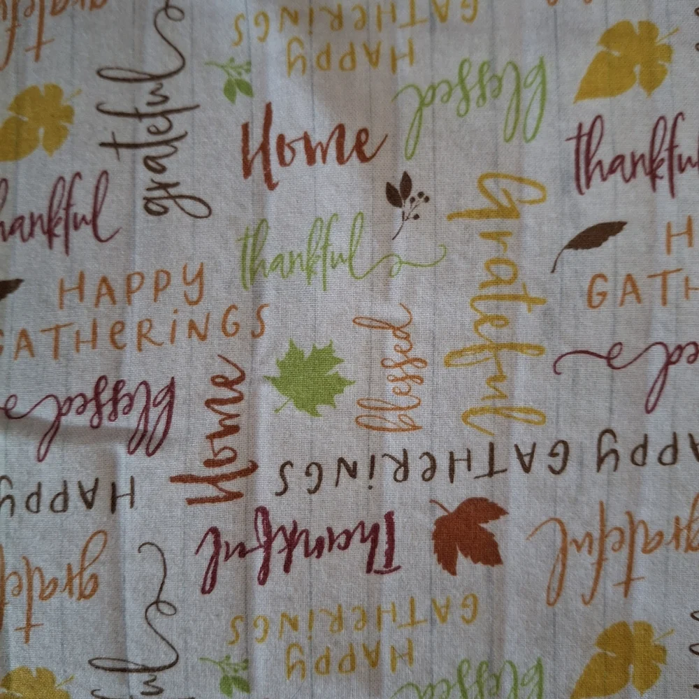 FABRIC #1199 - Cotton - Thanksgiving Theme Grateful Blessing Words 35 X 45